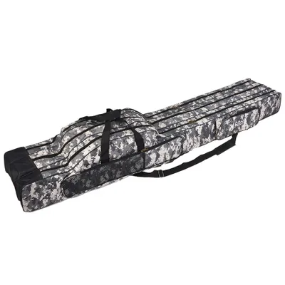 Produktbild von Angeltasche Rutentasche Rod Case Angeln Tasche mit 3 Fächern, 150cm Rutenfutteral Angelkoffer Angelrutentaschen