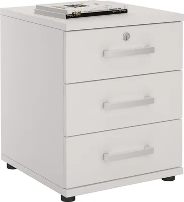 Produktbild von Bürocontainer Schreibtischcontainer Büroschrank TORONTO, weiß, abschließbar mit 3 Schubladen, 44 x 58 x 45 cm