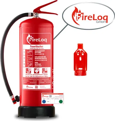 Produktbild von FireLoq 9kg Pulver Feuerlöscher für Brandklasse ABC mit 43A | 233B | C ergibt 12 LE Dauerdruck inkl. Prüfnachweis,Wandhalter und Manomete