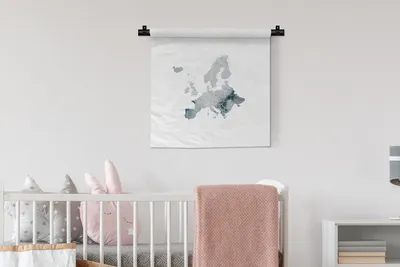Produktbild von MuchoWow® Wandteppich Wandbehang Karte - Europa - Aquarell - Grau 60x60 cm Tapisserie Dekoration Wandtuch - Dekorationen - Wand Decke