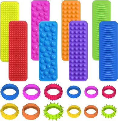 Produktbild von Fidget-Spielzeug – Set mit 20 Stück – Anti-Stress-Spielzeug – Sensorisches Spielzeug – Silikon-Sensorik-Ringe