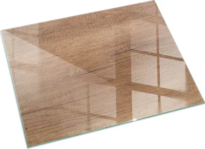Produktbild von Natürliches Holzmuster – Glasbodenplatte für – Kaminofen – Kaminplatte Glas – Schutzglas – Funkenschutzplatte –Glasbodenplatte Feuerfeste – Hitzeschutzplatte – Bodenschutz aus Glas – 60x40 cm