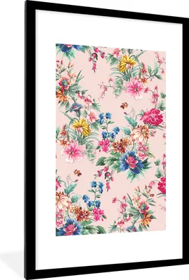 Produktbild von MuchoWow® MuchoWow® Gerahmtes Poster Blumen - Rosa - Pastell 60x90 cm - Poster mit zchwarzem Bilderrahmen - Dekoration - Wandposter Wohnzimmer - Hochwertig