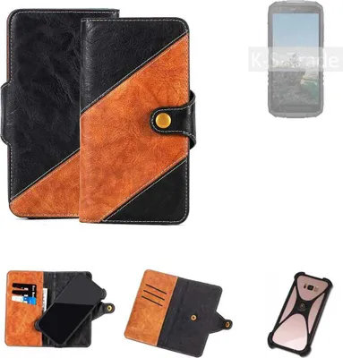 Produktbild von K-S-Trade Handyhülle Schutzhülle Bookstyle Case Wallet-Case kompatibel mit Doogee S41 Pro Handy Cover Bumper Klapphülle schwarz hellbraun 1x