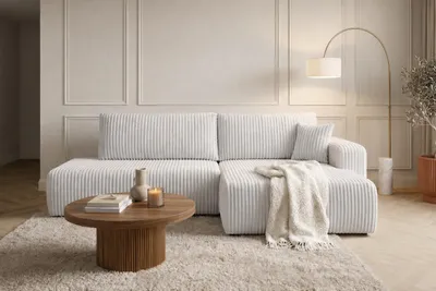 Produktbild von Kaiser Möbel Ecksofa mit Schlaffunktion und Bettkasten, Cordstoff Tilia, Grau, Rechts, OPEN XL
