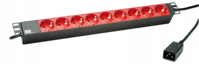 Obrázok produktu pre Bachmann 333.937, 2 m, Vnútorný, Typ F, Hliník, Čierna, Červená, 9 AC zásuvky/AC zásuviek