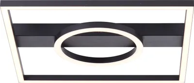 Produktbild von BRILLIANT moderne schwarze LED Deckenlampe MAUREEN | Deckenleuchte mit warmweißer Lichtfarbe (3000K) und Helligkeit 2700 lm 24 W| 40x40 cm | Metall/Holz/Kunststoff