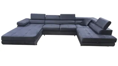 Produktbild von Ecksofa Anton U-Form verstellbare Kopfstützen XXL Sofa mit schlaffunktion Dunkel Grau Monolith 97