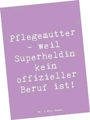 Produktbild von Mr. & Mrs. Panda Postkarte Spruch Pflegemutter Superheldin - Lavendeltraum - Geschenk, bildkarte, Ansichtskarte, Fotokarte, Familienleben, persönliche Erinnerungen