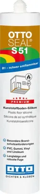 A product shot of a sealant tube with marketing graphics and text.