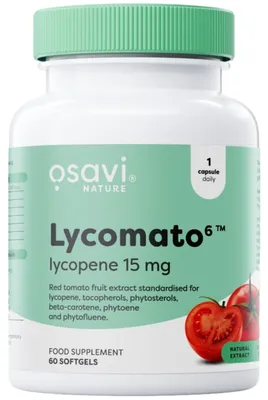 Productafbeelding van Lycomato6™ Lycopin 15 mg – 60 zachte capsules – Tomatenextract – Osavi