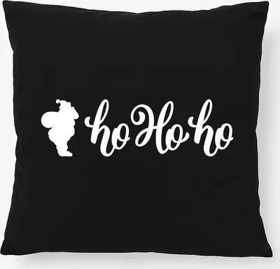 Produktbild von Huuraa Kissen Santa Claus Ho Ho Ho 40x40cm mit Füllung Black Baumwolle Dekokissen Geschenkidee
