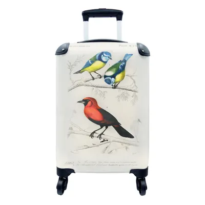 Produktbild von MuchoWow® Koffer Handgepäck Trolley Rollkoffer Kleine Reisekoffer mit 4 Rollen - Vogel - Vintage - Zweig - Cabin Size < 55x40x23 cm & 55x40x20 cm - Fotokoffer - Kabinenkoffer - Boardgepäck - Reise-Box - Reisekoffer - Reisegepäck - Koffer mit Bild - Trolley für Kinder