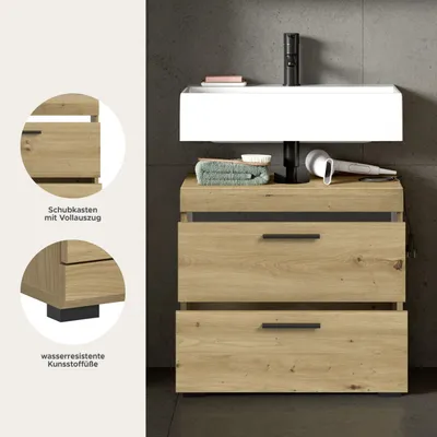 Productafbeelding van Onderkast voor wastafel, model Scout | met lades | Artisan eikenhout