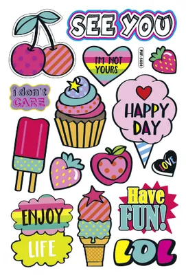 Produktbild von folia Puffy-Sticker Sweet Thing Blattformat: 105 x 160 mm 15 Stück auf 1 Blatt