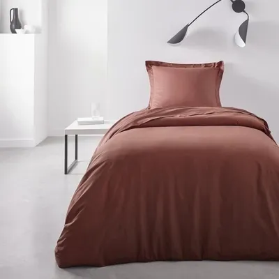 Image de Housse de couette, 140 x 200 cm, 1 personne, 100% Coton uni, Terracotta, TODAY Essential