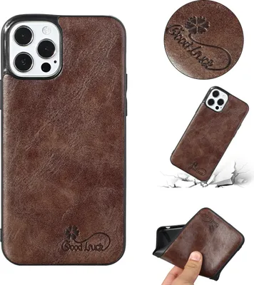 Produktbild von Für Iphone 12 Handyhülle PolyurethanWachsendes Leder Solid Color Schutzhülle Dunkelbraun