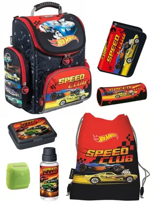 Produktbild von Hot Wheels Schulranzen Set 7tlg ergonomischer Tornister mit Federmappe Turnbeutel Dose und Flasche