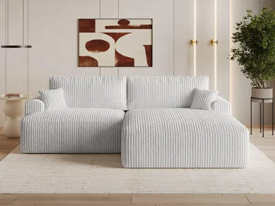 Produktbild von GrainGold Ecksofa L-Form Rechts Serene - Ecksofa mit Schlaffunktion und Bettkasten - Moderne Ecksofa, Wohnzimmer Ecksofa - Eckcouch Grau (Tilia 86)