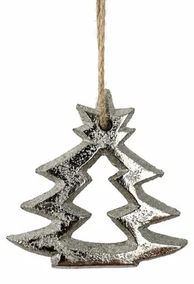 Produktbild von Weihnachtsdekoration Tannenbaum Silber Baumschmuck Anhänger | 6 x 6 cm