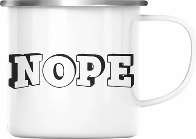 Produktbild von Trendation - Lustige Emaille Tasse - Nope - Spruch Emaille Emaille Tasse Geschenk Kollege Kollegin Mutter Freundin Geschenkidee (Silber)