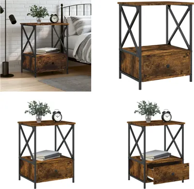Obrázok produktu pre vidaXL Nočný stolík dymový dub 50x41x65 cm materiál na báze dreva - Nočný stolík - Nočné stolíky - Šatníková skriňa - Nočná skrinka
