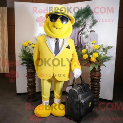 Immagine prodotto di Personaggio mascotte REDBROKOLY della sacca da golf gialla vestito con giacca e spille