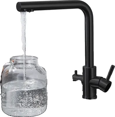 Obrázek produktu pro Kuchyňská baterie DQOK, dvouramenný design, kartáčovaná nerezová ocel, ssd001LB černá, G1/2