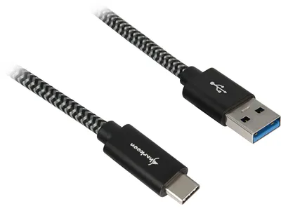 Produktbild von USB 3.2 Gen 2 Kabel, USB-A Stecker > USB-C Stecker (schwarz/grau, 1 Meter, gesleevt)