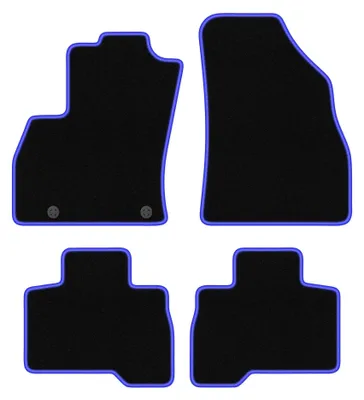 Productafbeelding van Velours automatten voor Fiat Qubo 2008-2020 (stationwagen) – 4-delig, zwart/blauw, op maat – Wielganizator CARLUX