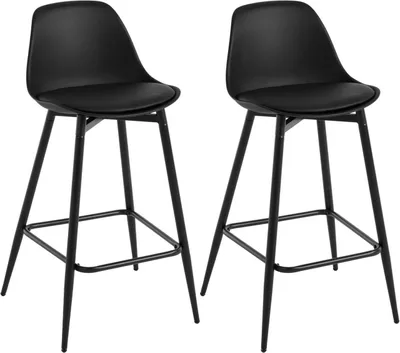 Produktbild von Klihome Barhocker, Küchenhocker PP, mit Fußstütze, gepolstert, Metallbeinen, Schwarz