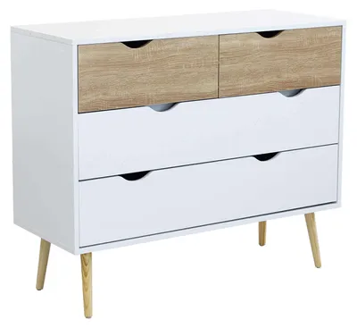 Image de Meuble en bois naturel avec 4 tiroirs 99 x 39 x H 82 cm