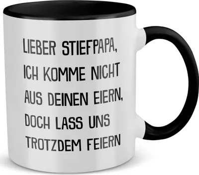 Produktbild von 22Feels Stiefpapa Geschenk Vatertag Bonuspapa Stiefvater Tasse Geburtstag Herrentag Weihnachten Patchwork Stiefeltern Kaffeetasse Männer (Weiss-Schwarz)