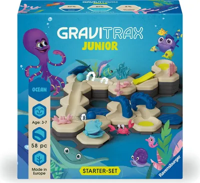 Image de Ravensburger GraviTrax Junior Starter-Set S Ocean - Piste à billes extensible pour enfants, piste à billes en matériau écologique 24584