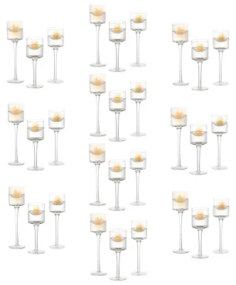 Teelichthalter aus Glas, 30 Stück, 3 Höhen, für Kerzen, Dekoration