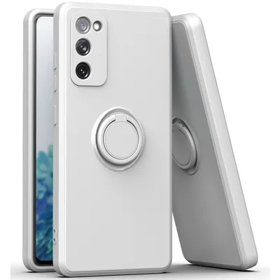 Obrázek produktu pro Samsung S20 FE Pouzdro, s prstencovým držákem a stojánkem, odolné proti poškrábání, měkký silikon pouzdro pro Samsung Galaxy S20 FE/S20 FE 5G/S20 FE 2022 Bílý
