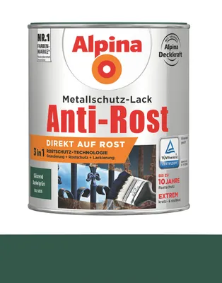 Produktbild von Alpina Metallschutzlack Anti-Rost Dunkelgrün 750 ml glänzend