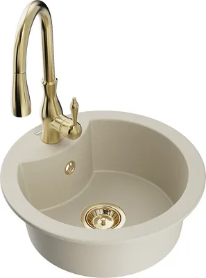 Produktbild von Mexen Diego 1-Becken-Granit-Spüle mit Mischbatterie Savita, Beige - 6512-69-672601-50