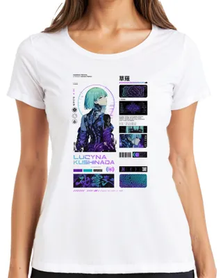 Produktbild von Lucyna Kushinada Cyberpunk Anime Manga Japan Y2K Edgerunners Otaku Damen T-Shirt, Weiß, L