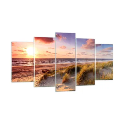 Produktbild von Bilder auf glas - Meer Strand Düne - 160x85cm - Glasbilder - Wandbilder - Kunstdruck - zum Aufhängen bereit - Wanddekoration aus Glas - Glas Bilder - Wandbild auf Glas - 5 Teile - GEA160x85-3540