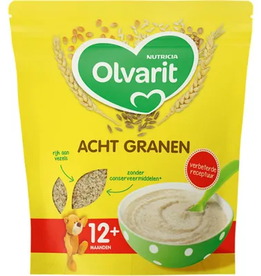 Image de Olvarit Porridge Bébé aux Huit Grains 12 Mois+ 200g - Mélange de céréales riche en nutriments