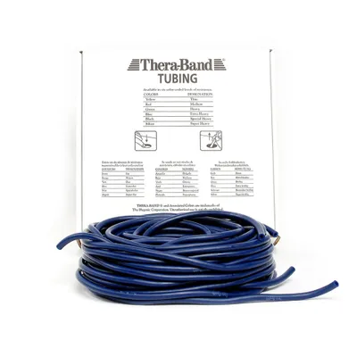 Produktbild von TheraBand Tubing Rolle 30,50 m – Original Trainingsschlauch für Therapie, Fitness & Rehabilitation extra stark/blau
