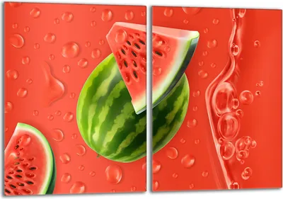 Produktbild von Herdabdeckplatten Set 2x40x52 cm Glaskeramikkochfeld Abdeckung Glas Spritzschutz, Wassermelone Rot