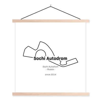 Produktbild von MuchoWow® Textilposter Sotschi - F1 - Rennstrecke 60x60 cm mit holzfarbenen Rahmen - Wanddekoration