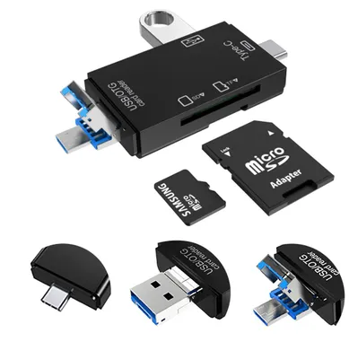 Produktbild von VAKOSS Kartenleser 6-in-1 USB-A / Micro-USB / USB-C / SD / Micro-SD / USB TC-R425X