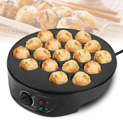 Takoyaki-Pfanne, 18 Mulden, antihaftbeschichtet, 750 W, schwarz