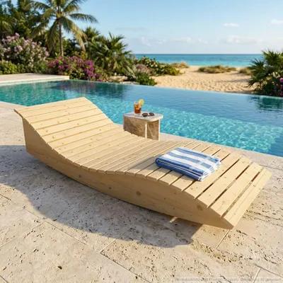 Produktbild von Holzliege Wellenliege Gartenliege Himmelssofa "Pool-Moni" (Fichte) 80cm