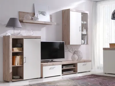 Produktbild von Wohnwand Schrankwand 4 tlg. YORK Sanremo-Creme mit LED-Beleuchtung