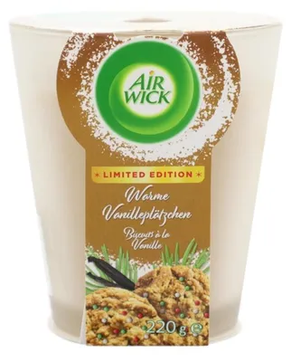 Produktbild von Air Wick Wohlfühl Duftkerze Warme Vanilleplätzchen im Glas 220g 40 Stunden Brenndauer