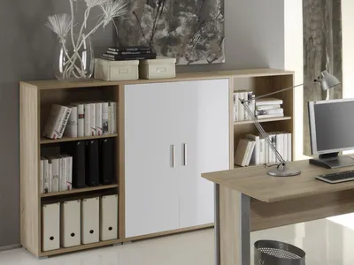 Produktbild von Kommode >Clermont< in Sonoma-Eiche/Weiß - 184x114x35cm (BxHxT)